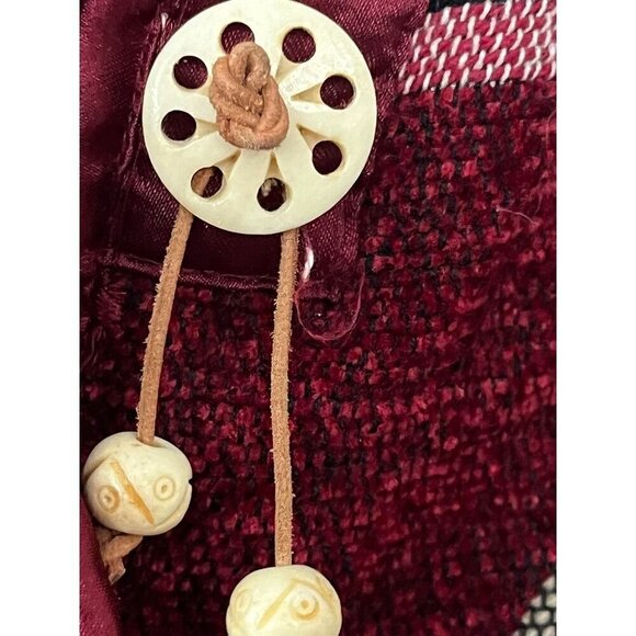 Retro Floral Tapestry Jacket M Red Retro Classic Artsy Beaded Festive Boho 80s - Picture 9 of 15